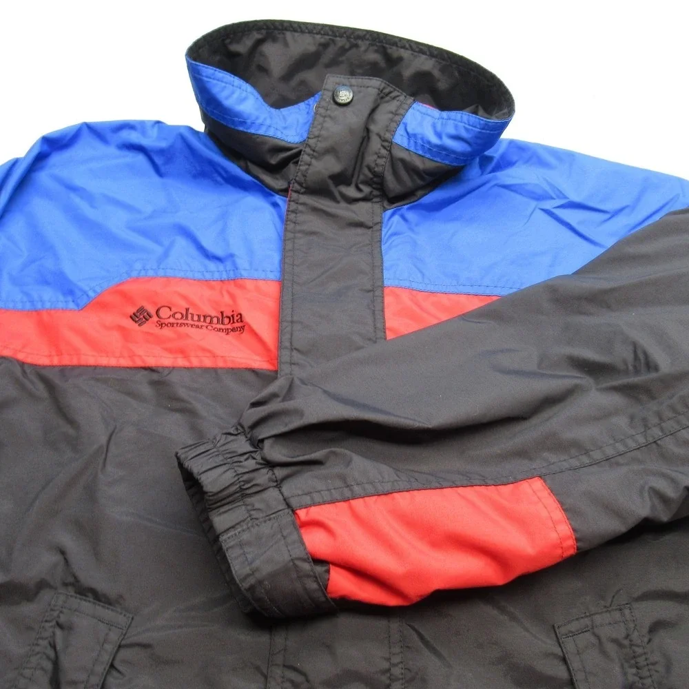 Vintage Columbia Jacket Youth 14/16 Large Blue Red Waterproof 3in1 Shell 90s‎